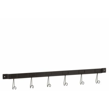 Cuier 6 Hooks, Metal, Negru, 86.5x4.5x12.5 cm