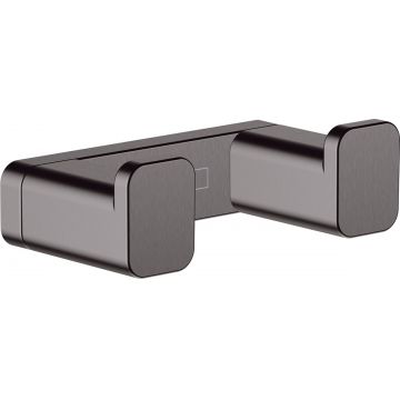 Cuier baie dublu Hansgrohe AddStoris negru periat