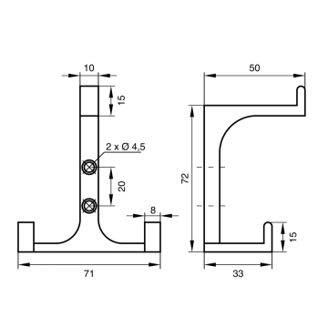 Cuier Teko Tesla, zamac, satinat argint, 7,2 x 7,1 x 5 cm